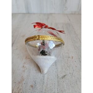 Opening scenic tree deer snow glass ornament Xmas unique clasped